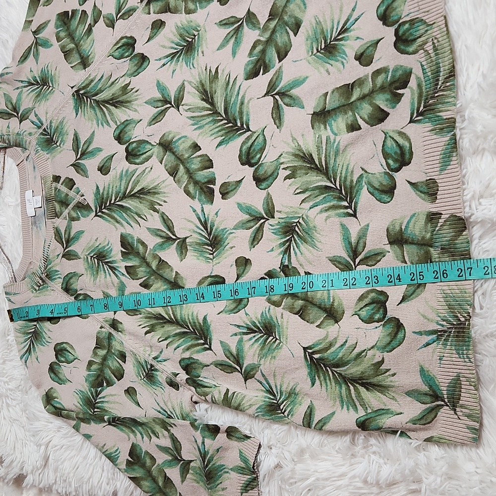 J.Jill Palm-Leaf Printed Sweater in Pink Salt Royal Palms Size Large Tall - Picture 10 of 11